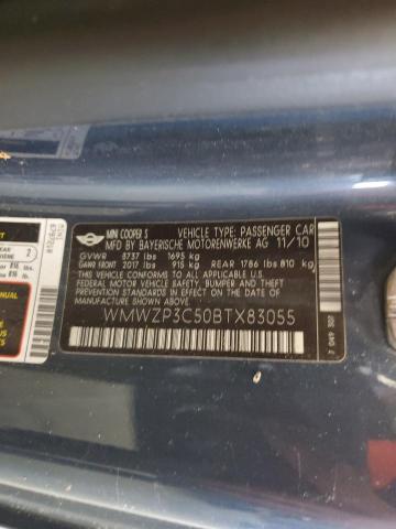 2011 Mini Cooper S მანქანა იყიდება აუქციონზე, vin: WMWZP3C50BTX83055, აუქციონის ნომერი: 62101943