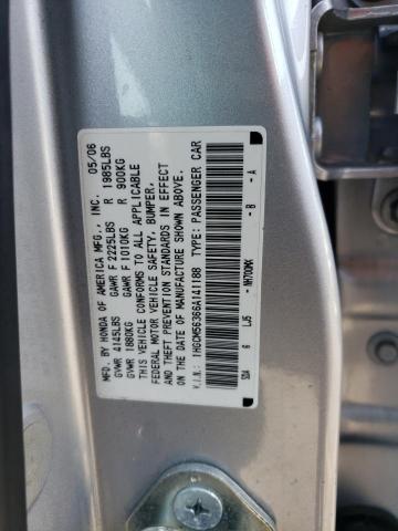 2006 Honda Accord Se მანქანა იყიდება აუქციონზე, vin: 1HGCM56366A141188, აუქციონის ნომერი: 65849143