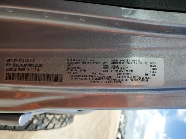 64512013 :رقم المزاد ، 1C4HJXEN1MW653503 vin ، 2021 Jeep Wrangler Unlimited Sahara مزاد بيع