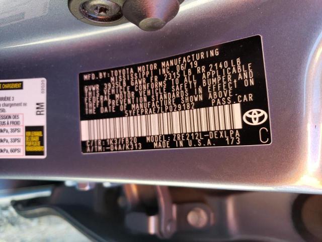 2020 Toyota Corolla Le მანქანა იყიდება აუქციონზე, vin: 5YFEPRAE7LP029182, აუქციონის ნომერი: 62878183