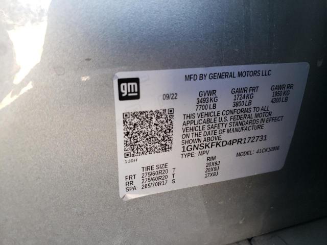 63031333 :رقم المزاد ، 1GNSKFKD4PR172731 vin ، 2023 Chevrolet Suburban K1500 Premier مزاد بيع