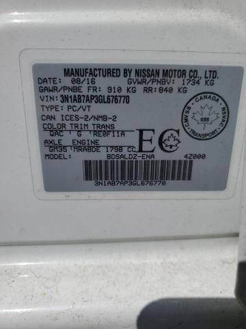 2016 Nissan Sentra მანქანა იყიდება აუქციონზე, vin: 3N1AB7AP3GL676770, აუქციონის ნომერი: 64501293