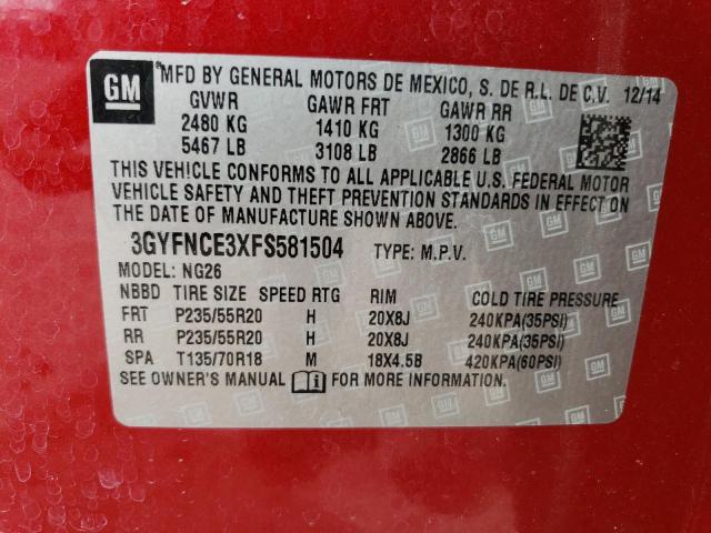 Aukcja sprzedaży 2015 Cadillac Srx Performance Collection, vin: 3GYFNCE3XFS581504, numer aukcji: 66073063