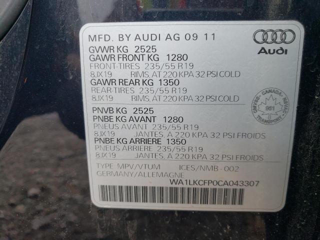 2012 Audi Q5 Premium Plus მანქანა იყიდება აუქციონზე, vin: WA1LKCFP0CA043307, აუქციონის ნომერი: 63551813