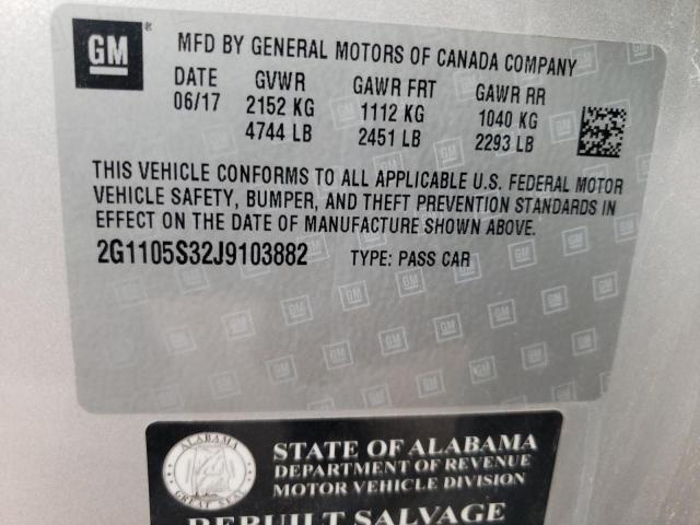 Продаж на аукціоні авто 2018 Chevrolet Impala Lt, vin: 2G1105S32J9103882, номер лоту: 64293883