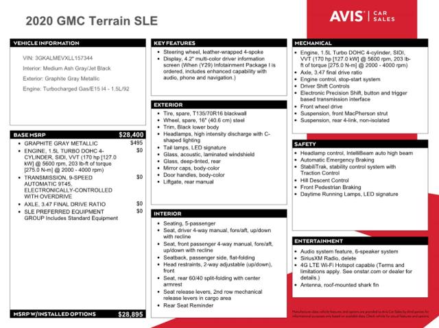 Aukcja sprzedaży 2020 Gmc Terrain Sle, vin: 3GKALMEVXLL157344, numer aukcji: 63975253