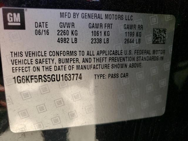 2016 Cadillac Ct6 Premium მანქანა იყიდება აუქციონზე, vin: 1G6KF5RS5GU163774, აუქციონის ნომერი: 63398893