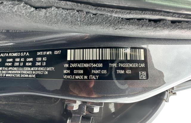 2017 Alfa Romeo Giulia Ti Q4 მანქანა იყიდება აუქციონზე, vin: ZARFAEEN9H7544398, აუქციონის ნომერი: 66529233