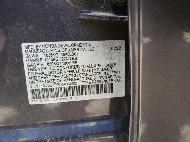62674433 :رقم المزاد ، 19UDE2F89NA004563 vin ، 2022 Acura Ilx Premium A-spec مزاد بيع