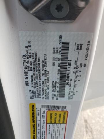 2020 Ford Fusion Titanium მანქანა იყიდება აუქციონზე, vin: 3FA6P0K93LR143844, აუქციონის ნომერი: 63090173