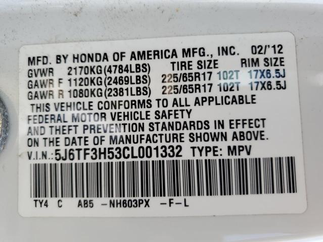Продажа на аукционе авто 2012 Honda Crosstour Exl, vin: 5J6TF3H53CL001332, номер лота: 64521253