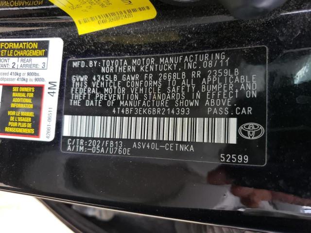 61591663 :رقم المزاد ، 4T4BF3EK6BR214393 vin ، 2011 Toyota Camry Base مزاد بيع
