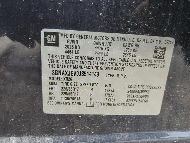 Aukcja sprzedaży 2018 Chevrolet Equinox Lt, vin: 3GNAXJEV0JS514149, numer aukcji: 62458943