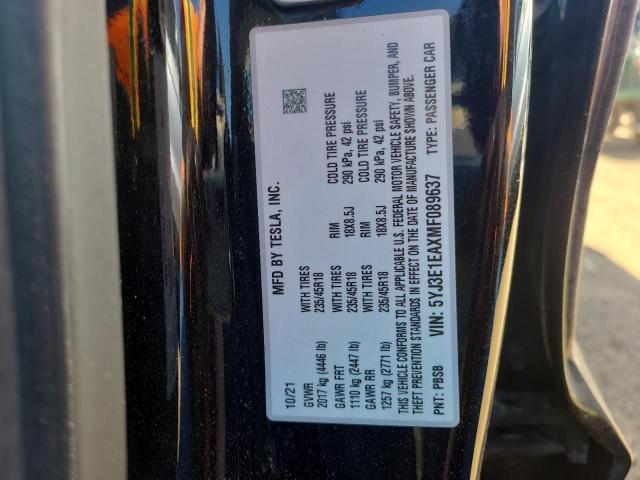 Aukcja sprzedaży 2021 Tesla Model 3, vin: 5YJ3E1EAXMF089637, numer aukcji: 66142773