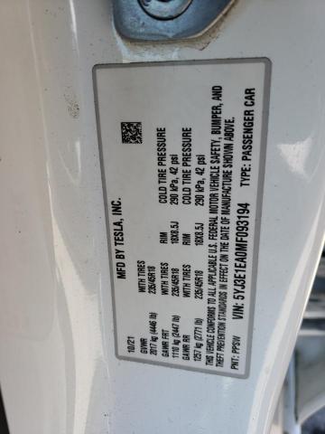 Продаж на аукціоні авто 2021 Tesla Model 3, vin: 5YJ3E1EA0MF093194, номер лоту: 64891713