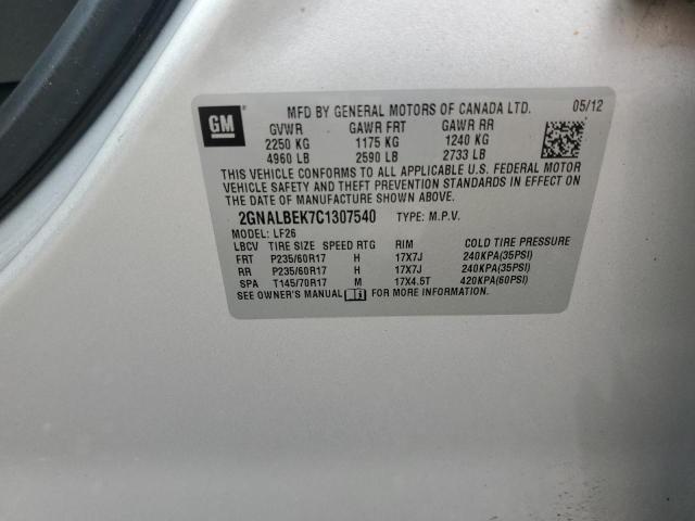 Aukcja sprzedaży 2012 Chevrolet Equinox Ls, vin: 2GNALBEK7C1307540, numer aukcji: 64736073