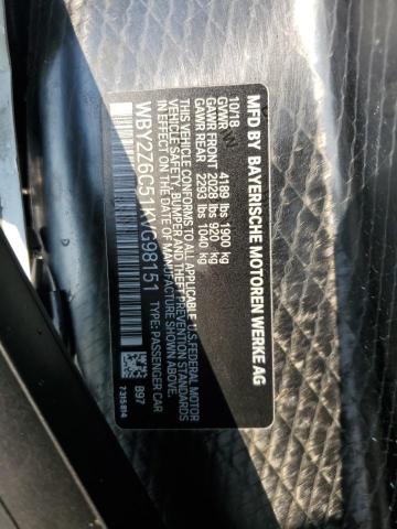 2019 Bmw I8 მანქანა იყიდება აუქციონზე, vin: WBY2Z6C51KVG98151, აუქციონის ნომერი: 64822903