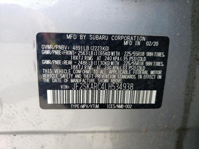 Aukcja sprzedaży 2020 Subaru Forester, vin: JF2SKARC4LH534938, numer aukcji: 68052684