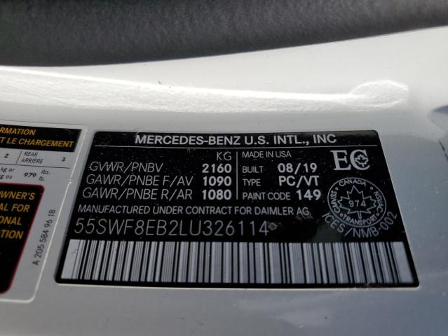 Продажа на аукционе авто 2020 Mercedes-benz C, vin: 55SWF8EB2LU326114, номер лота: 68482294