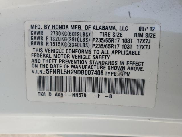 Aukcja sprzedaży 2013 Honda Odyssey, vin: 5FNRL5H29DB007408, numer aukcji: 67735154