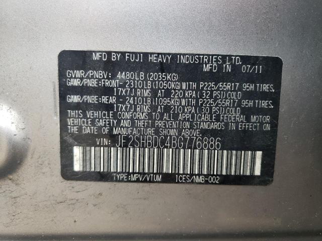 2011 Subaru Forester 2 მანქანა იყიდება აუქციონზე, vin: JF2SHBDC4BG776886, აუქციონის ნომერი: 67558694