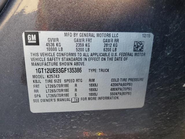 69598814 :رقم المزاد ، 1GT12UE83GF135386 vin ، 2016 Gmc Sierra K25 مزاد بيع
