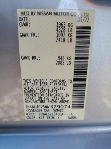 68930754 :رقم المزاد ، 1N4BL4CV5NN379074 vin ، 2022 Nissan Altima Sr مزاد بيع