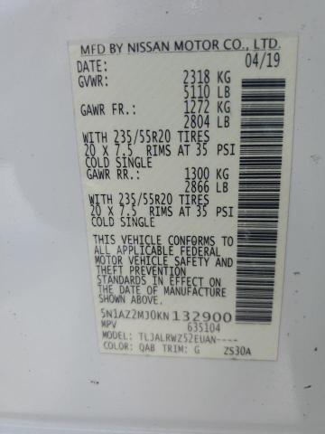 Aukcja sprzedaży 2019 Nissan Murano S, vin: 5N1AZ2MJ0KN132900, numer aukcji: 96638625