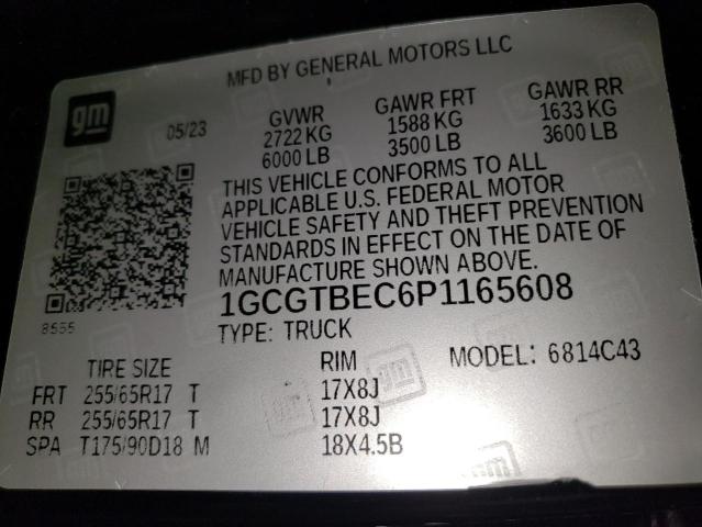 Auction sale of the 2023 Chevrolet Colorado, vin: 1GCGTBEC6P1165608, lot number: 69935825