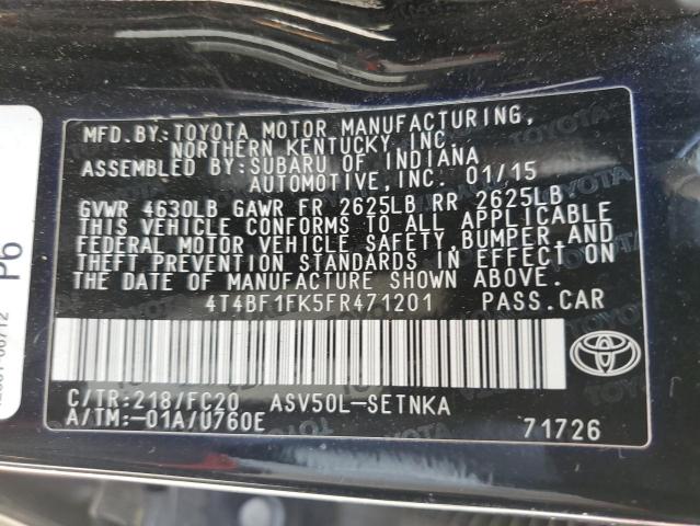 Aukcja sprzedaży 2015 Toyota Camry Le, vin: 4T4BF1FK5FR471201, numer aukcji: 67672825