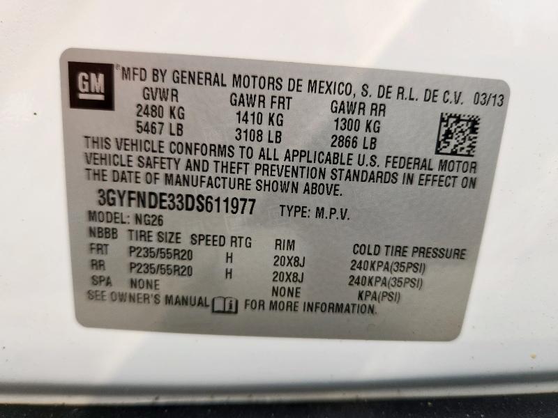 Aukcja sprzedaży 2013 Cadillac Srx, vin: 3GYFNDE33DS611977, numer aukcji: 69738025