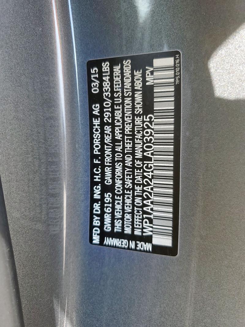 Продаж на аукціоні авто 2016 Porsche Cayenne, vin: WP1AA2A24GLA03925, номер лоту: 68106385