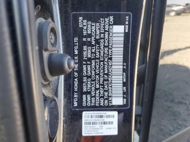 68751015 :رقم المزاد ، SHHFK7H5XJU427457 vin ، 2018 Honda Civic مزاد بيع
