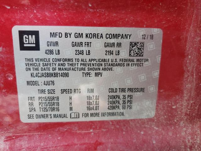 69471625 :رقم المزاد ، KL4CJASB8KB814090 vin ، 2019 Buick Encore Pre مزاد بيع