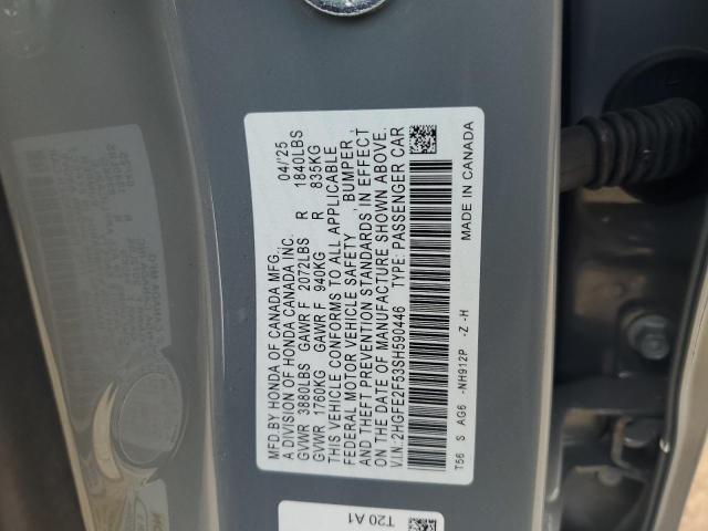 2025 Honda Civic მანქანა იყიდება აუქციონზე, vin: 2HGFE2F53SH590446, აუქციონის ნომერი: 67489615