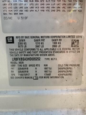 Auction sale of the 2017 Buick Envision E, vin: LRBFXBSA3HD005252, lot number: 69707445