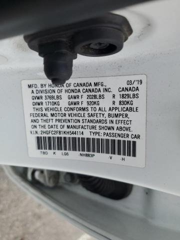 Aukcja sprzedaży 2019 Honda Civic Sport, vin: 2HGFC2F81KH544114, numer aukcji: 69698045