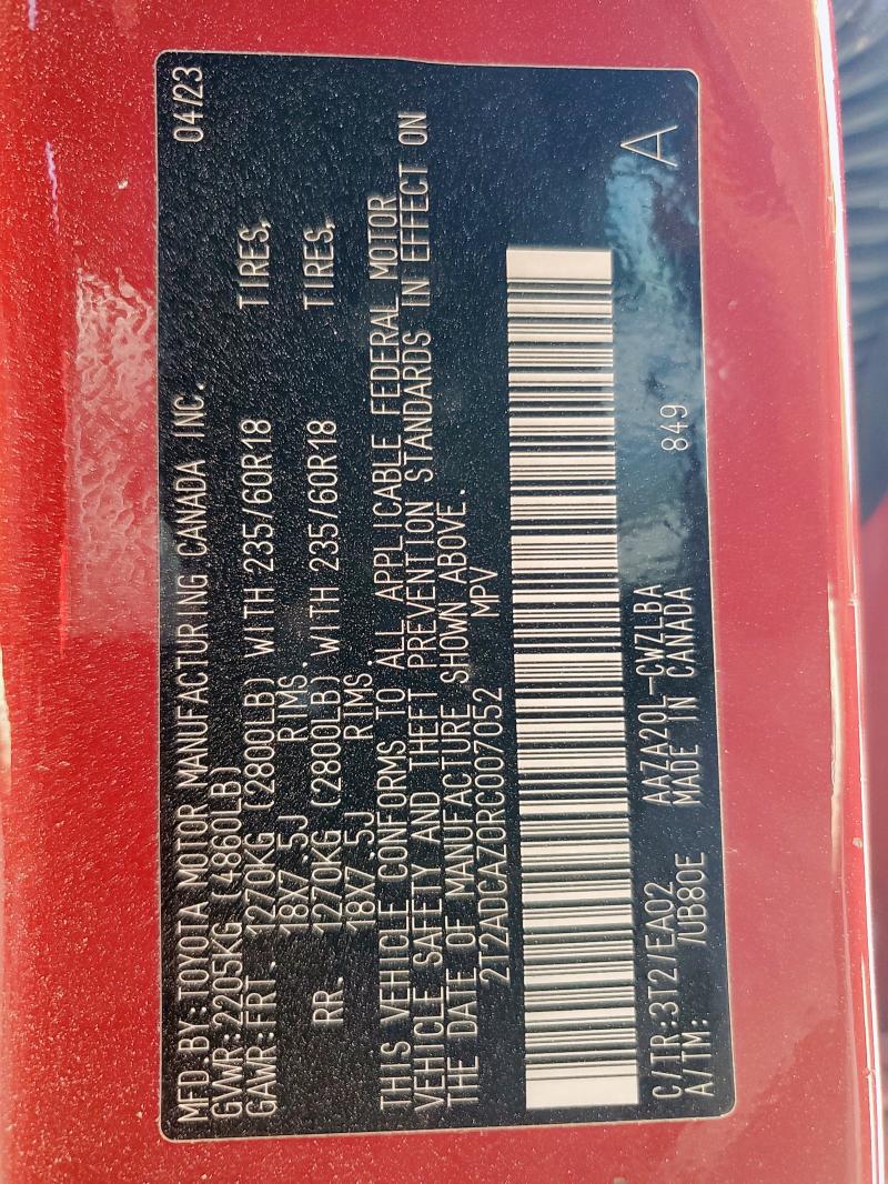 69849405 :رقم المزاد ، 2T2ADCAZ0RC007052 vin ، 2024 Lexus Nx 250 Bas مزاد بيع