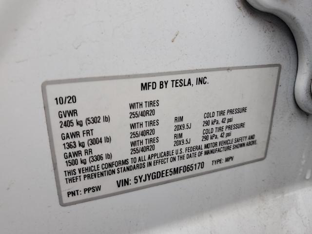 Aukcja sprzedaży 2021 Tesla Model Y, vin: 5YJYGDEE5MF065170, numer aukcji: 67991695