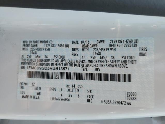 Auction sale of the 2017 Ford Escape, vin: 1FMCU9GD5HUB13571, lot number: 67362545