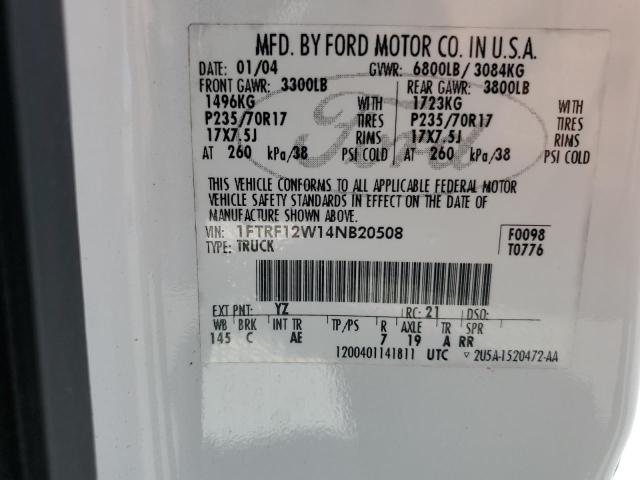Aukcja sprzedaży 2004 Ford F150, vin: 1FTRF12W14NB20508, numer aukcji: 70721865