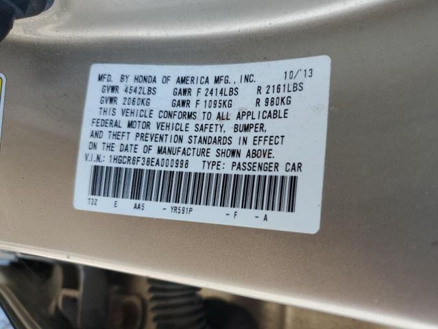 2014 Honda Accord Hyb მანქანა იყიდება აუქციონზე, vin: 1HGCR6F38EA000998, აუქციონის ნომერი: 70278505