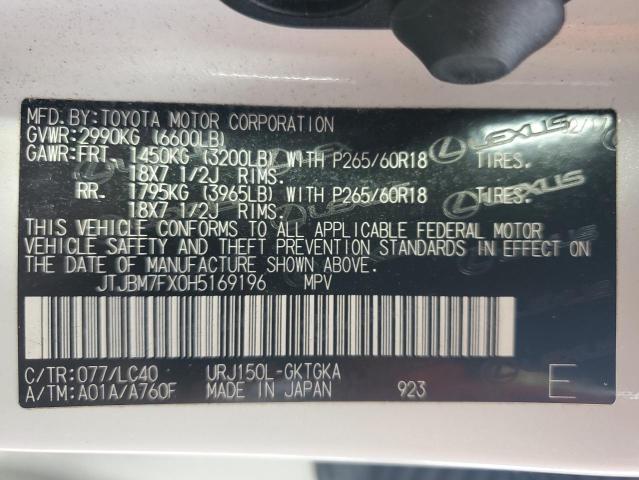 Продажа на аукционе авто 2017 Lexus Gx, vin: JTJBM7FX0H5169196, номер лота: 70084625
