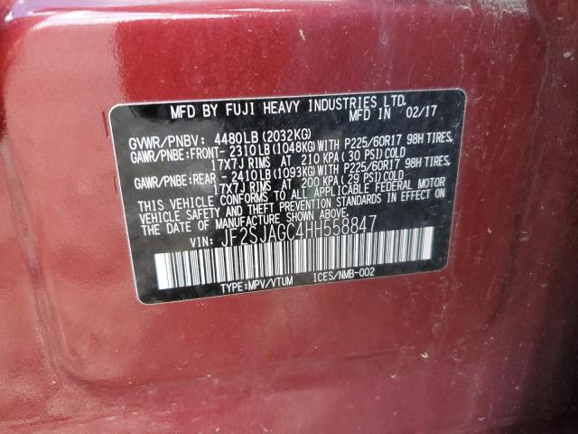 70280395 :رقم المزاد ، JF2SJAGC4HH558847 vin ، 2017 Subaru Forester 2 مزاد بيع