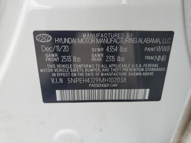 2021 Hyundai Sonata მანქანა იყიდება აუქციონზე, vin: 5NPEH4J29MH102038, აუქციონის ნომერი: 69652895