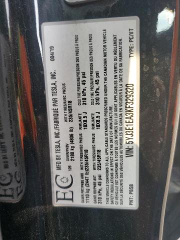 65887785 :رقم المزاد ، 5YJ3E1EA3KF329320 vin ، 2019 Tesla Model 3 مزاد بيع
