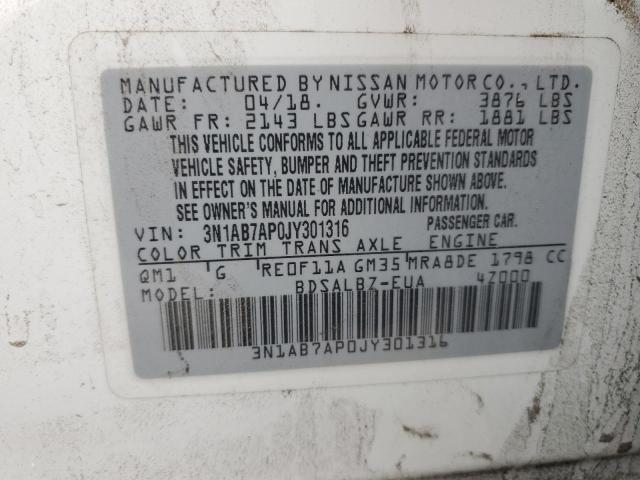 Aukcja sprzedaży 2018 Nissan Sentra S, vin: 3N1AB7AP0JY301316, numer aukcji: 70026665