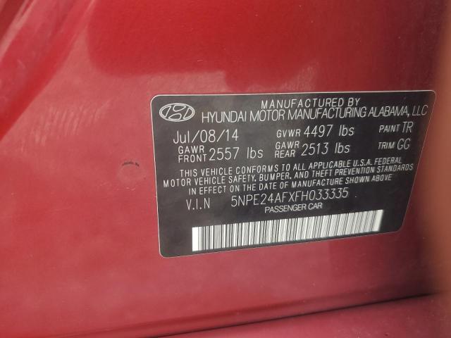 2015 Hyundai Sonata Se მანქანა იყიდება აუქციონზე, vin: 5NPE24AFXFH033335, აუქციონის ნომერი: 69941135