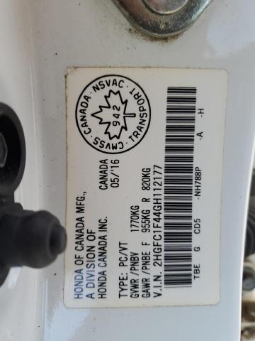 Aukcja sprzedaży 2016 Honda Civic, vin: 2HGFC1F44GH112177, numer aukcji: 65993445