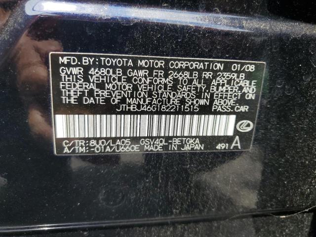 Aukcja sprzedaży 2008 Lexus Es 350, vin: JTHBJ46G182211515, numer aukcji: 69321465
